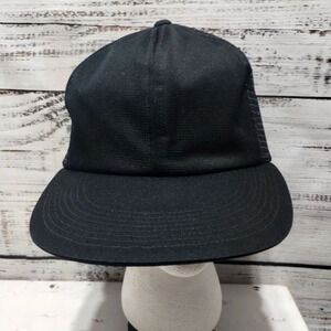 Black‎ Vintage Snapback Hat Black Small Medium Trucker Mesh